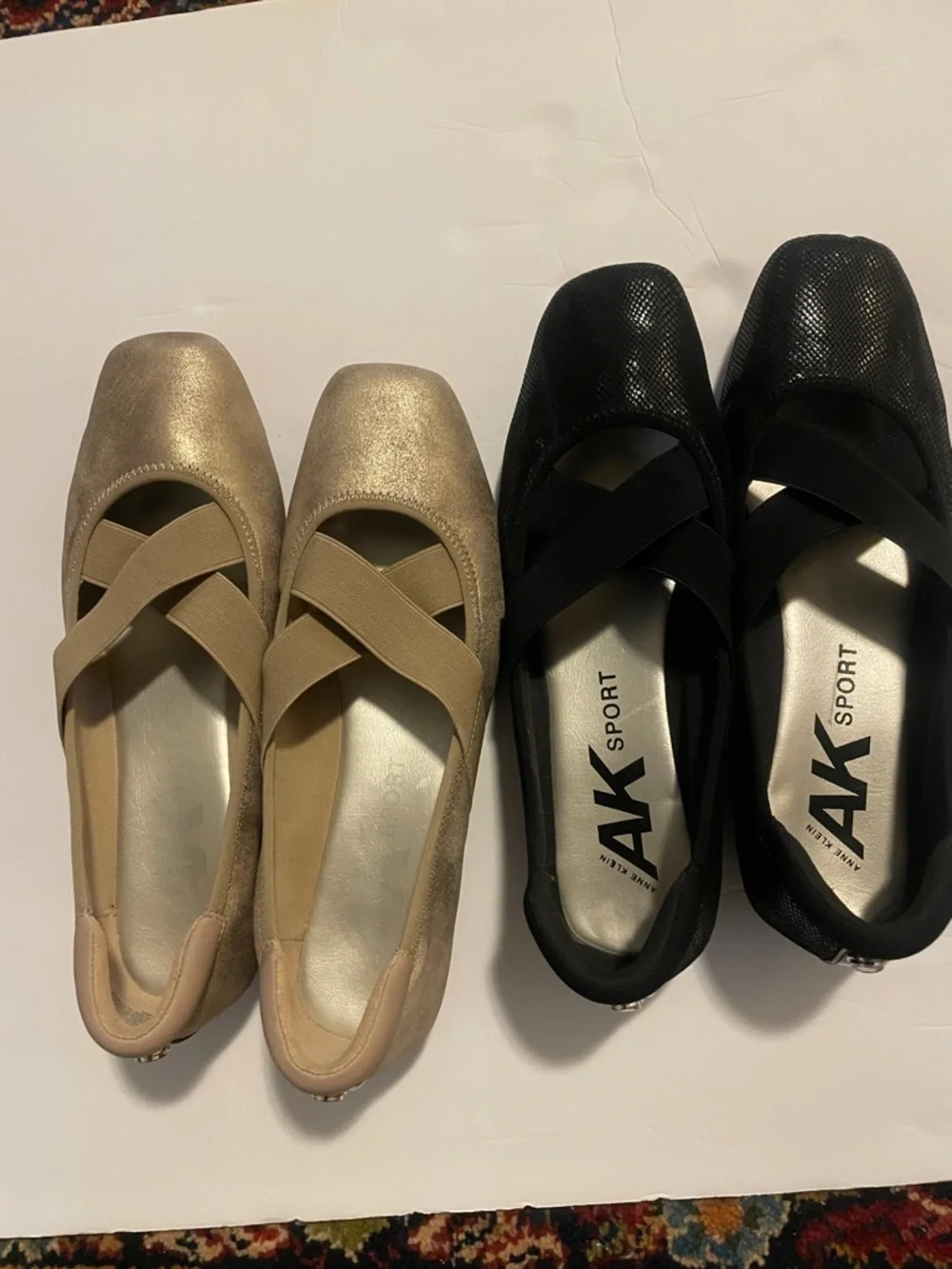 Anne Klein Sport Crisscross Ballet Flats in Beige and Black - Picture 8 of 8
